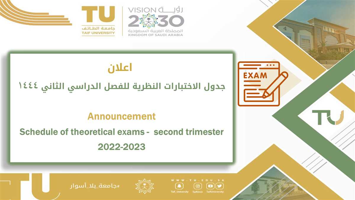 Schedule of theoretical exams - second trimester 2022-2023 
